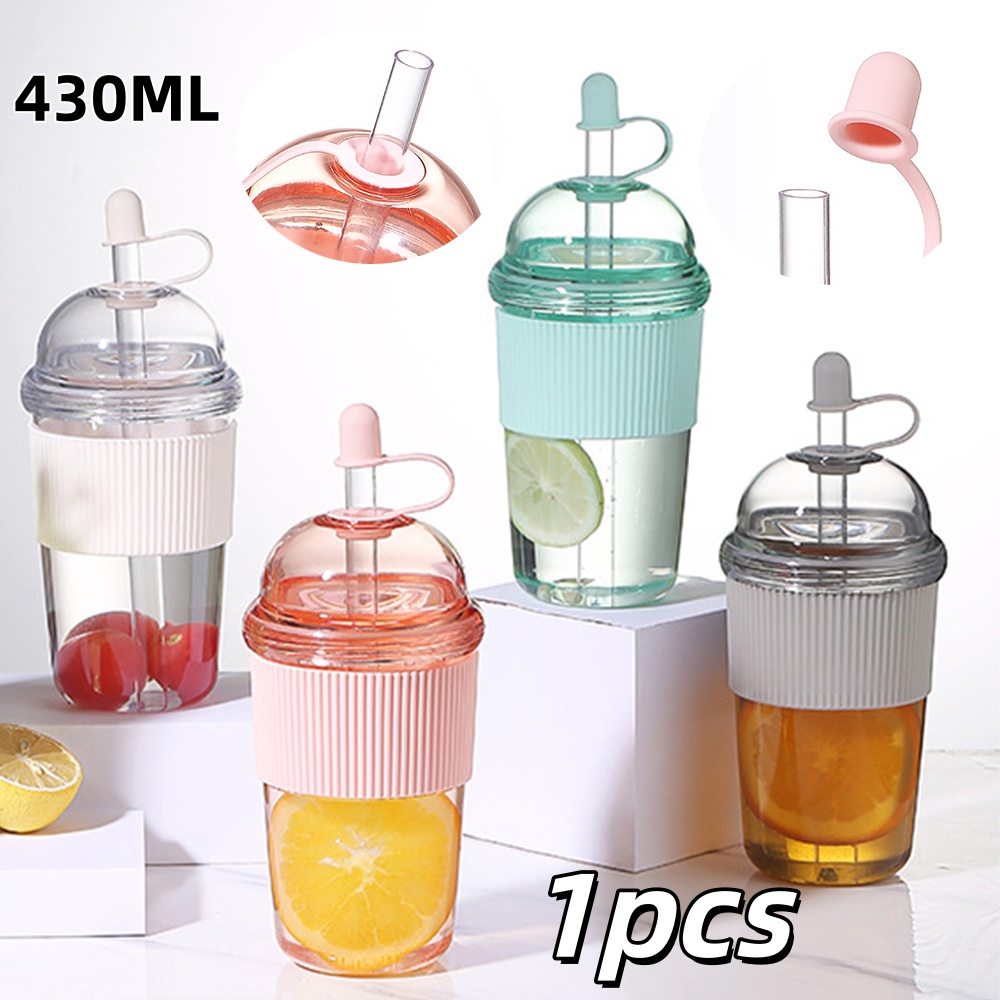 Coffee Tea Jars - 1pc 430ml Portable Flip Straw Cup
