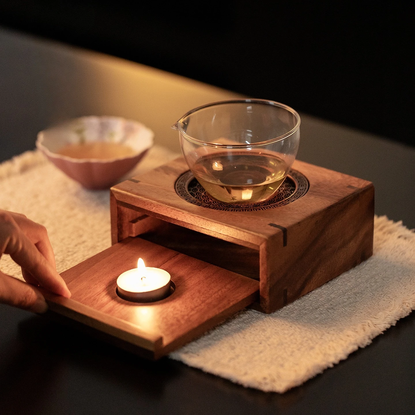 Coffee Tea Warmer - Walnut Warm Tea Stove Candle Heating