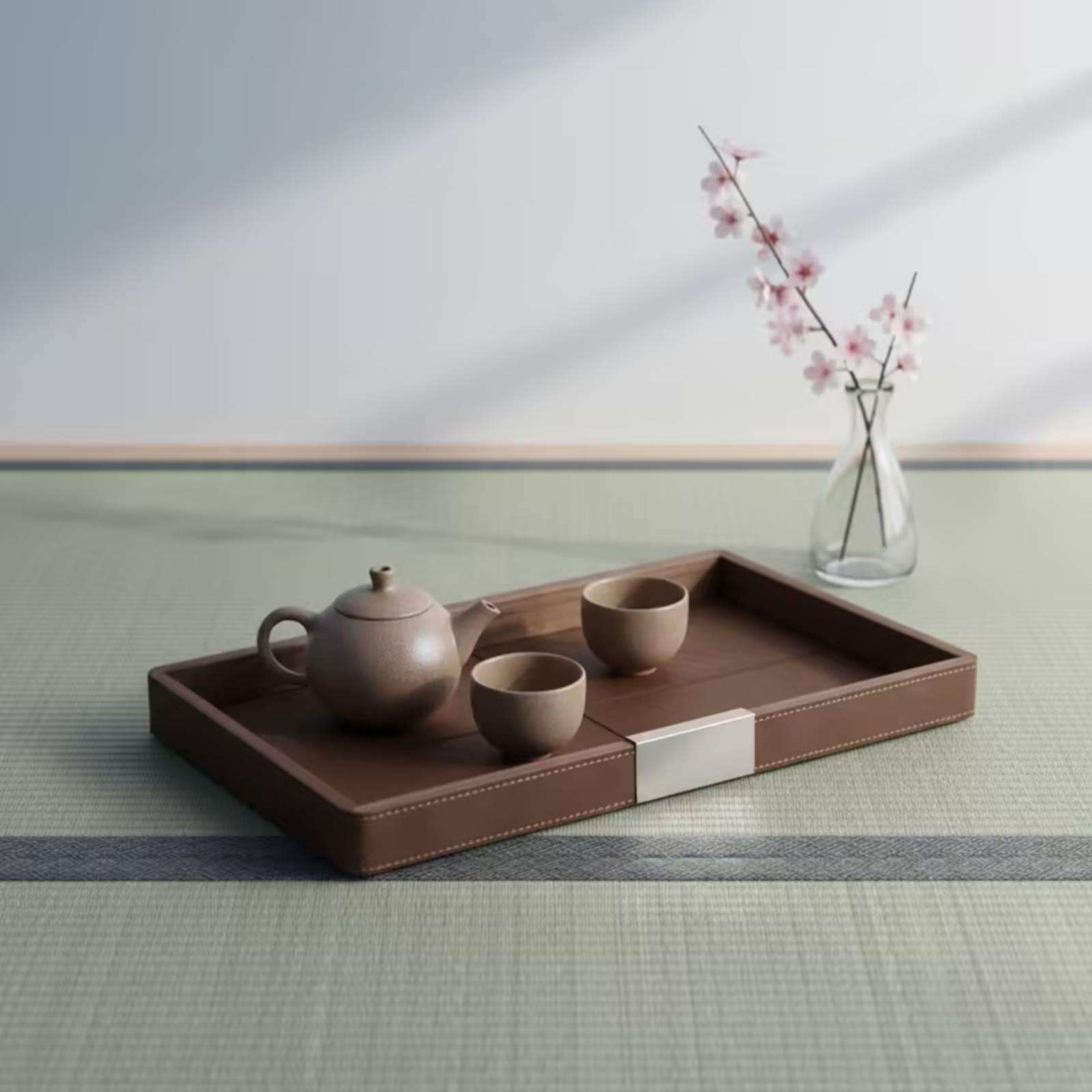 Tea Coffee Set Up - Walnut Wood Tray Minimalist Tray with