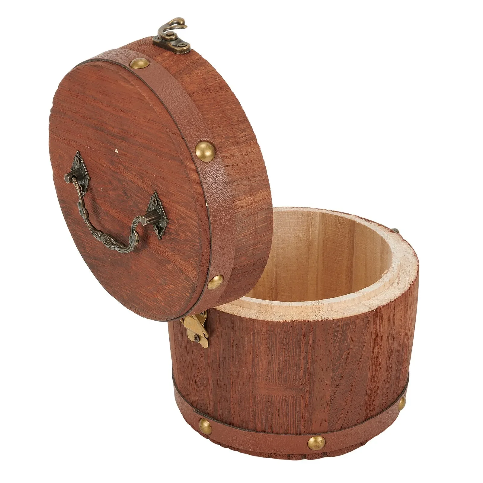 Coffee Tea Leaf And Bean - 1pc Portable Tea Wood-Barrel Canister Antique