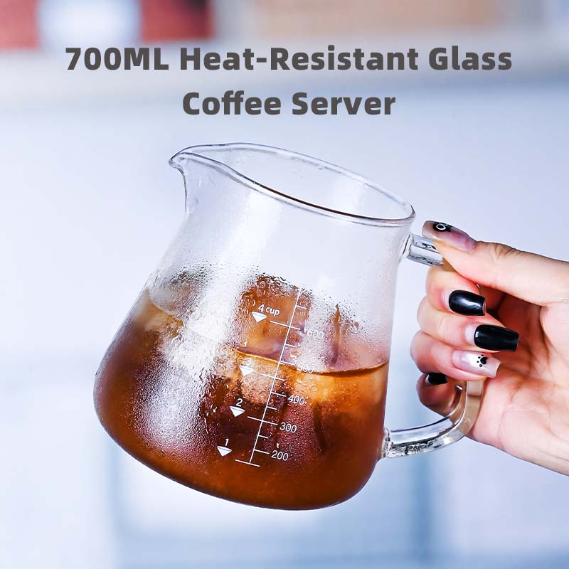 Coffee Tea Pot - New High Borosilicate 700ml Glass Pour