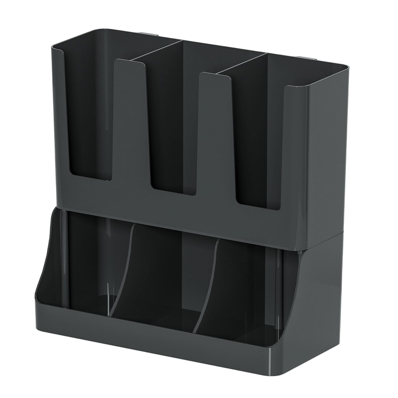 Tea Coffee Set Up - Coffee Station 6-Compartment Countertop Holder Coffee