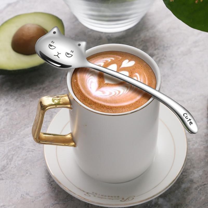 Coffee Tea Uses - Stainless Steel Cute Cat Spoon Food