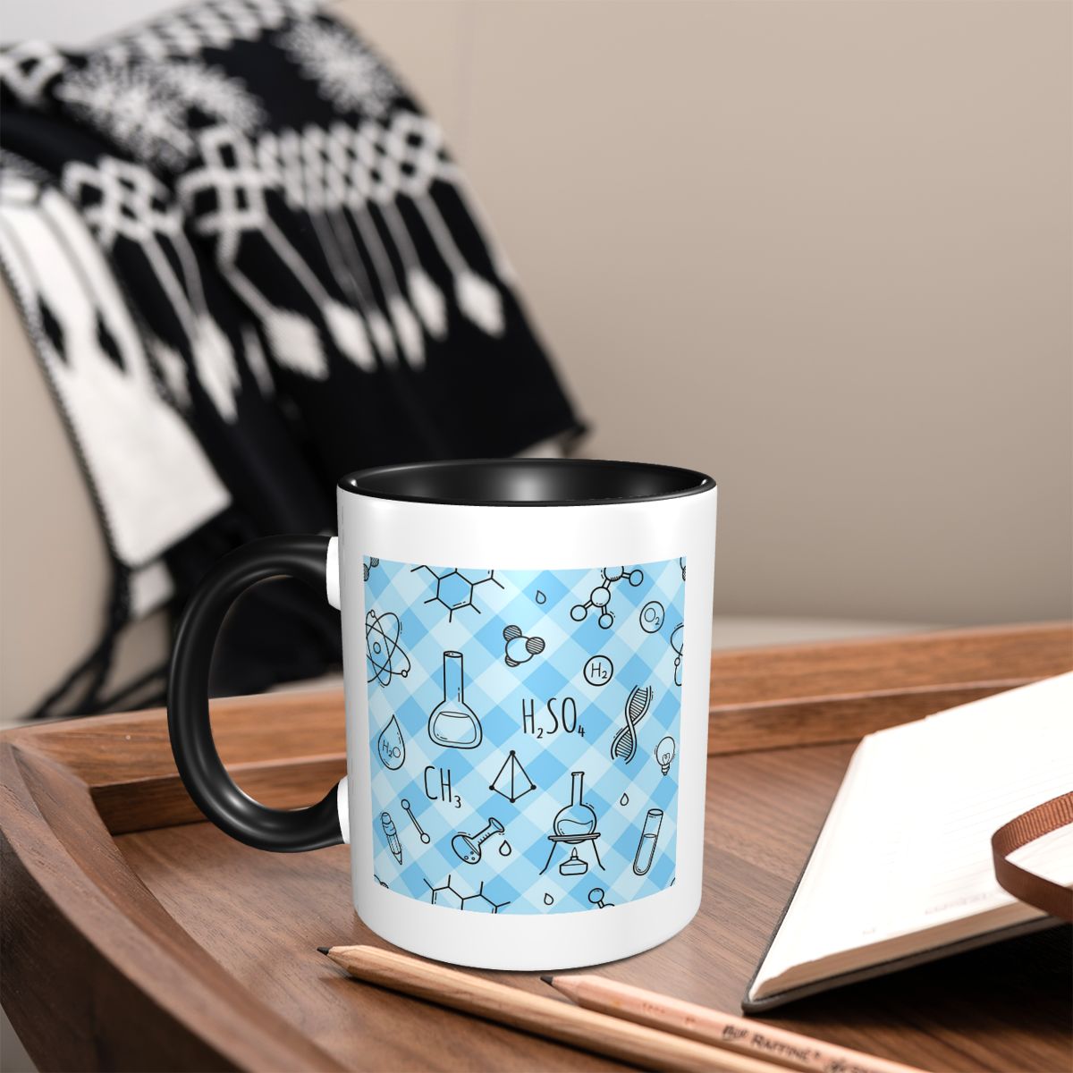 Coffee Tea Icon - Science Icons Plaid Pattern A Modern