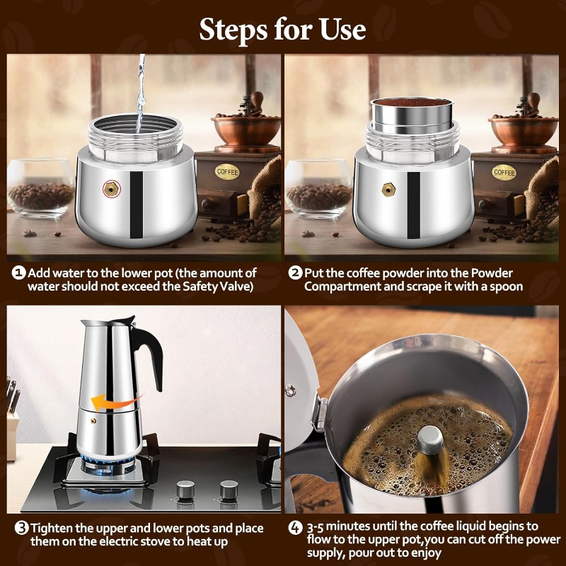 6 Cup Mocha Pot Stainless Stee - đánh giá và giá Coffee Tea Chocolate