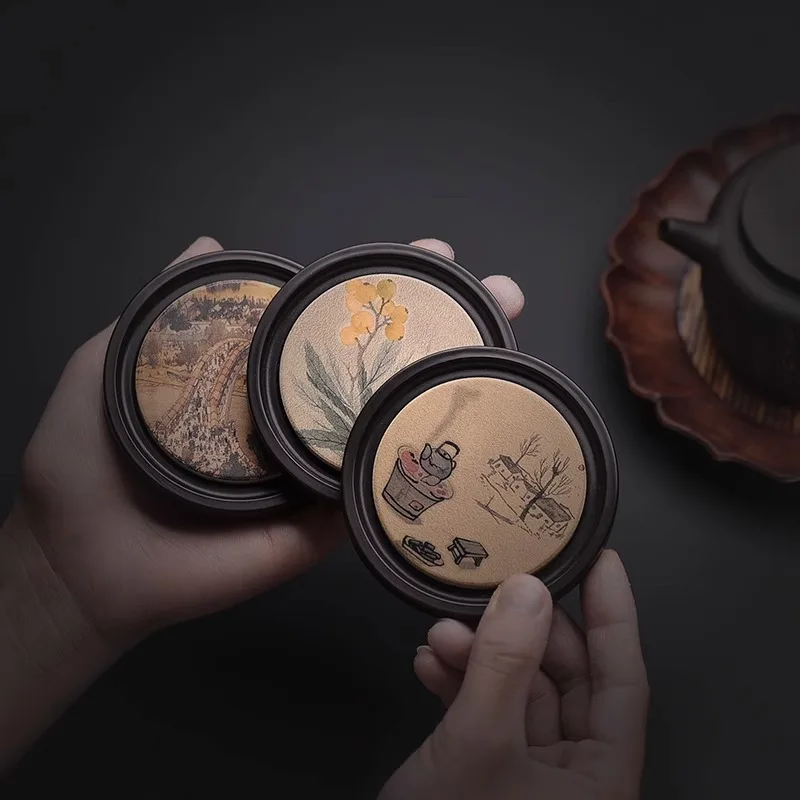 Round Wood Cup Mat Heat Resist - đánh giá và giá Coffee Tea In Chinese
