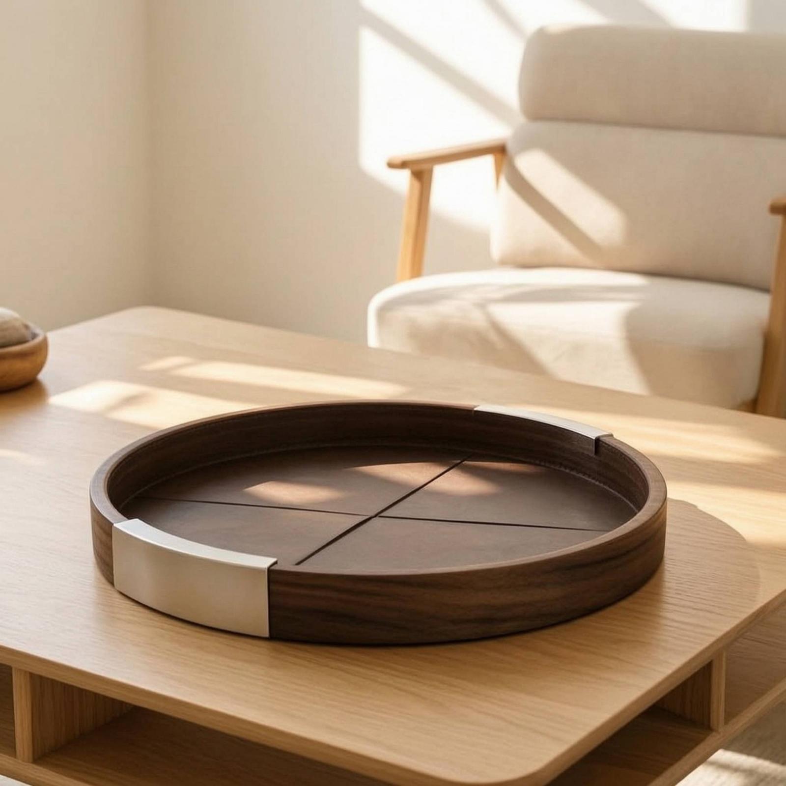 Walnut Wood Tray Minimalist Tr - đánh giá và giá Tea Coffee Set Up