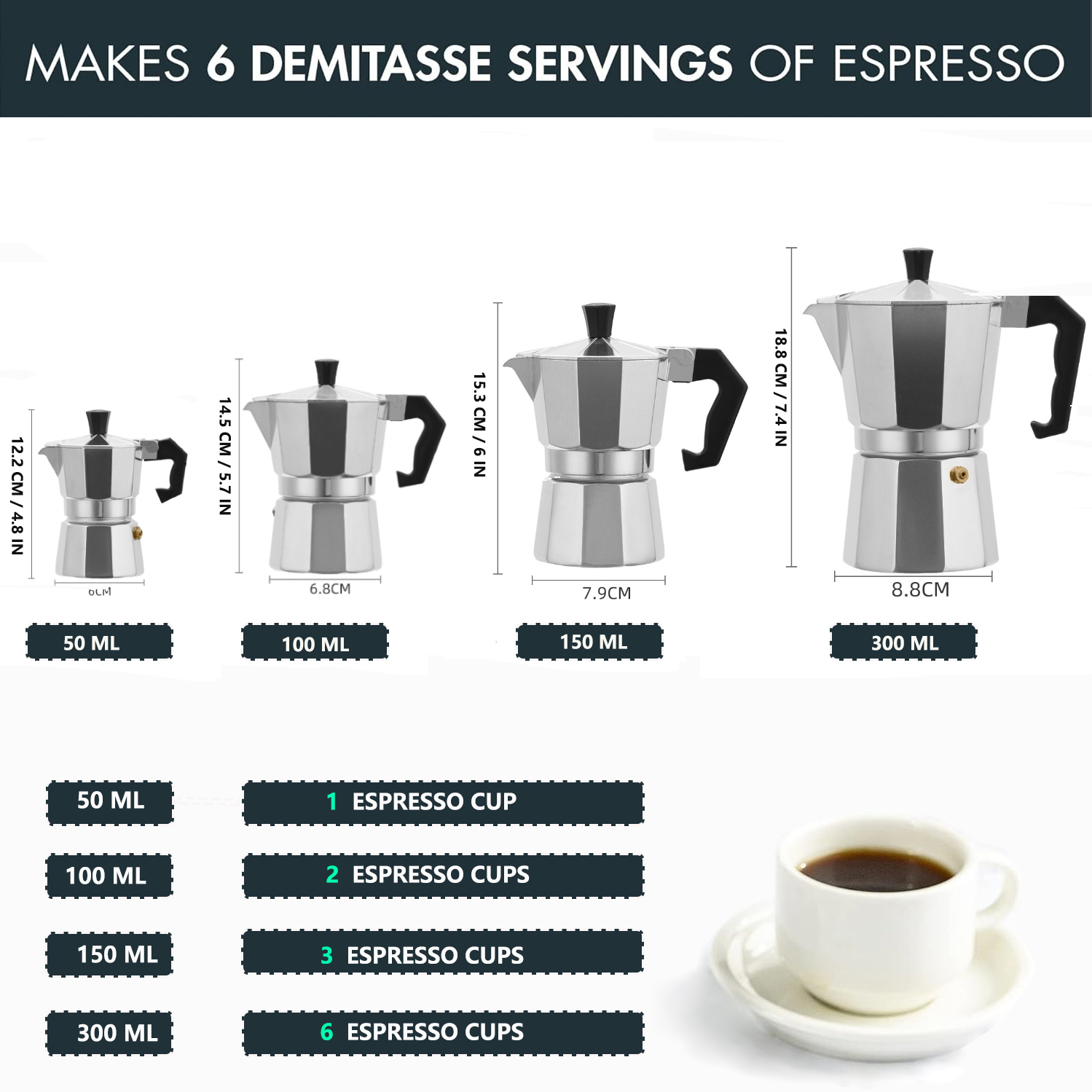 Classic Aluminum Moka Pot 50-3 - đánh giá và giá Coffee Tea Chocolate