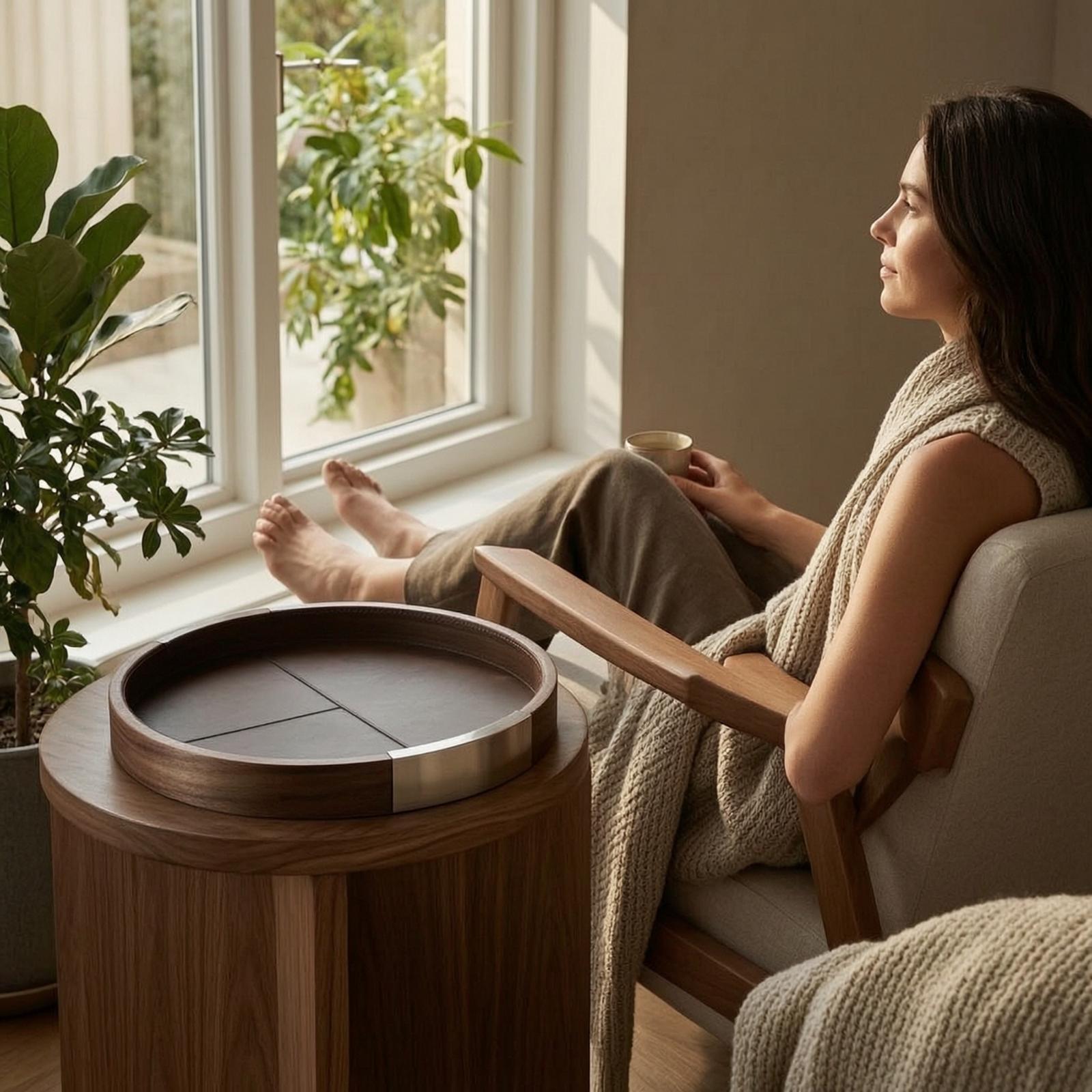 Walnut Wood Tray Minimalist Tr - đánh giá và giá Tea Coffee Set Up