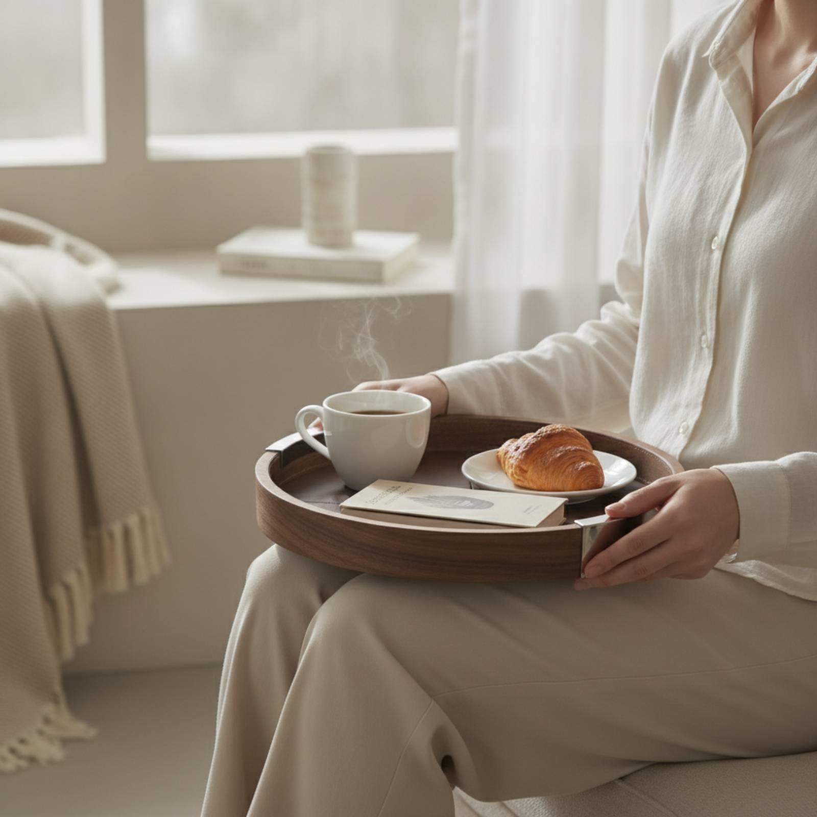Walnut Wood Tray Minimalist Tr - đánh giá và giá Tea Coffee Set Up
