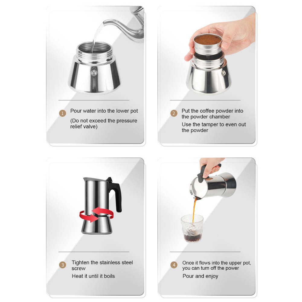 Stainless Steel Moka Pot Large - đánh giá và giá Coffee Tea Chocolate