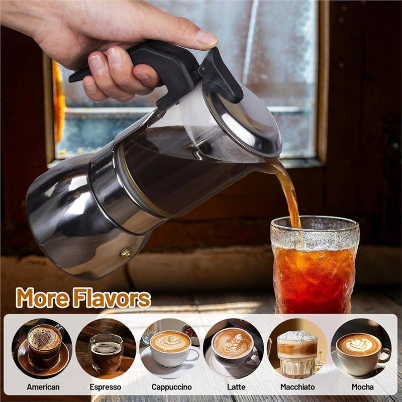 ABUI-Clear Glass 4 Cup Moka Po - đánh giá và giá Coffee Tea Chocolate